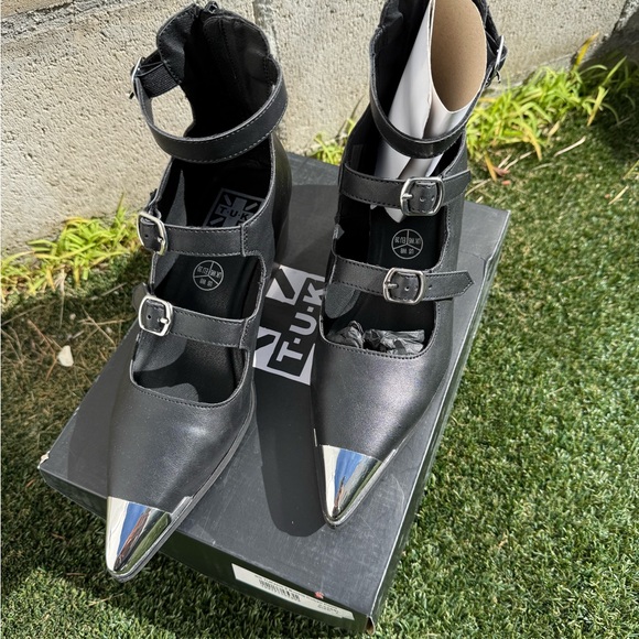 Black TUKskin 3-Buckle Cuban Heel - Picture 4 of 9